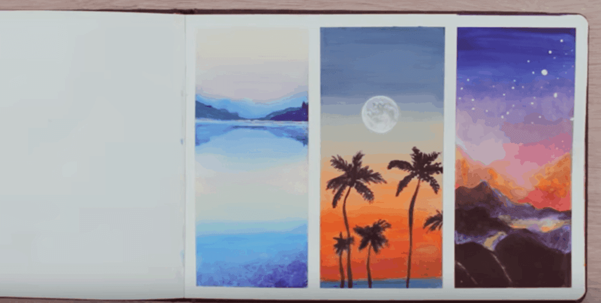 Guide for beginners to make triple sunset painting