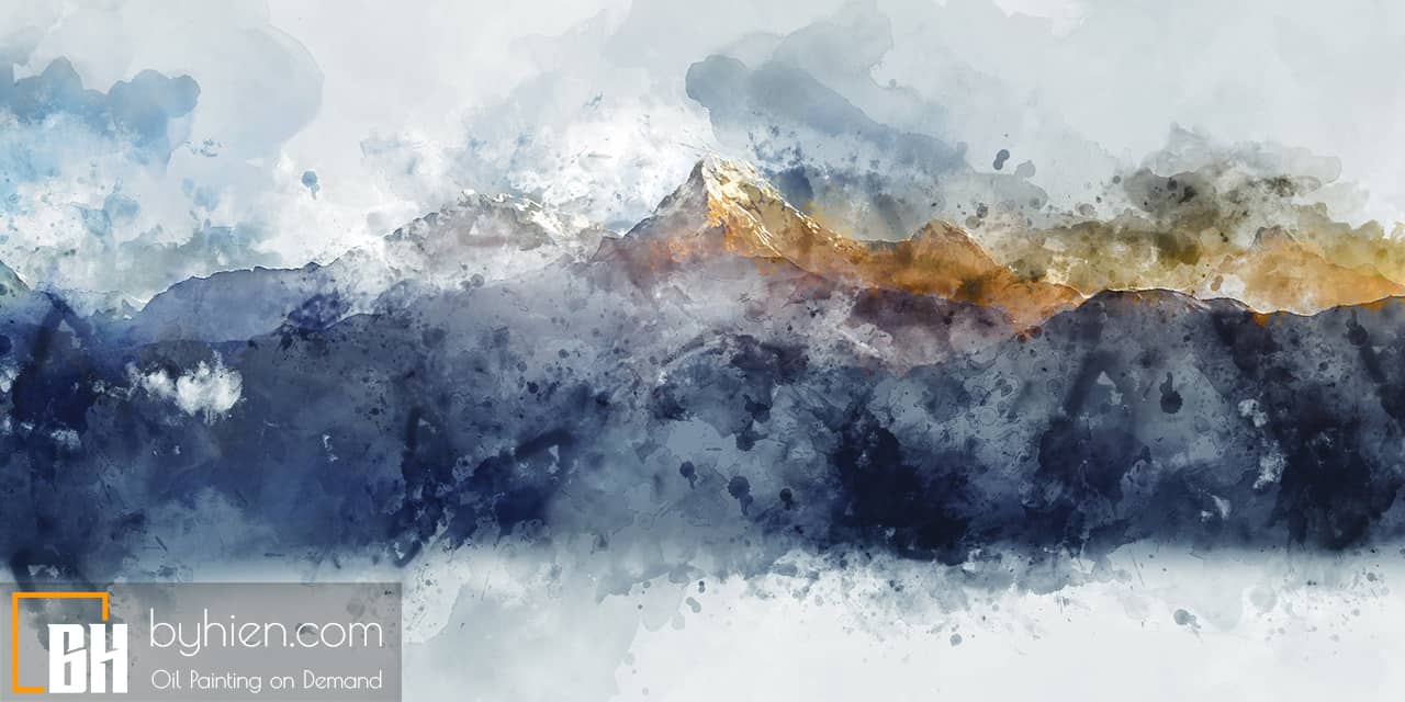 Abstract mountain ranges in the morning light