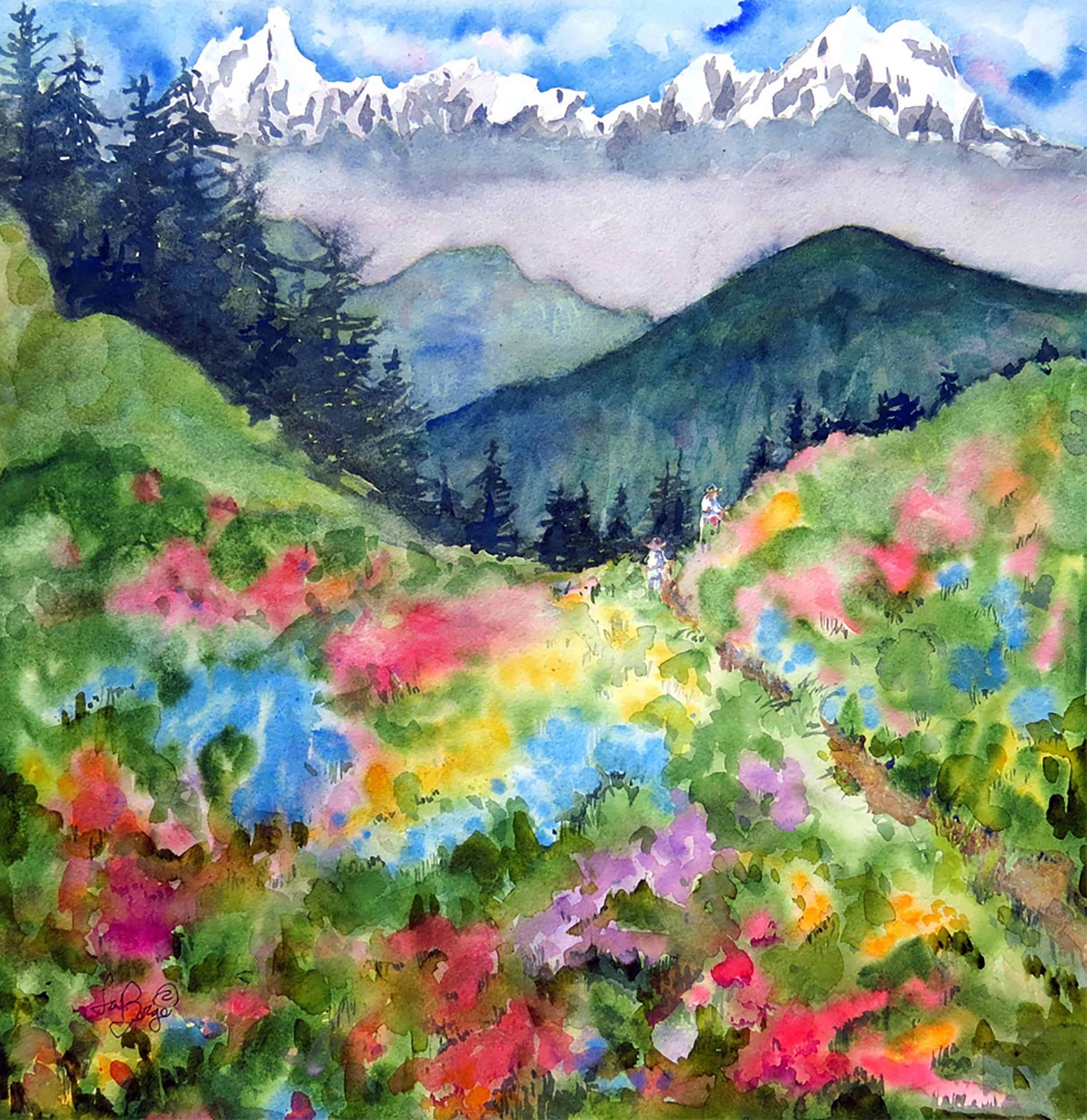 Mountains and flowers